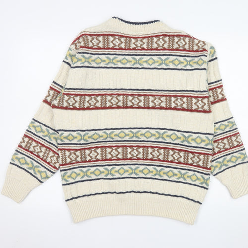 Marks and Spencer Men's Beige Fair Isle Wool Blend Pullover Jumper S