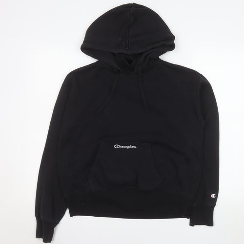 Champion Men's Black Pullover Hoodie Medium Fleece Logo Sweatshirt