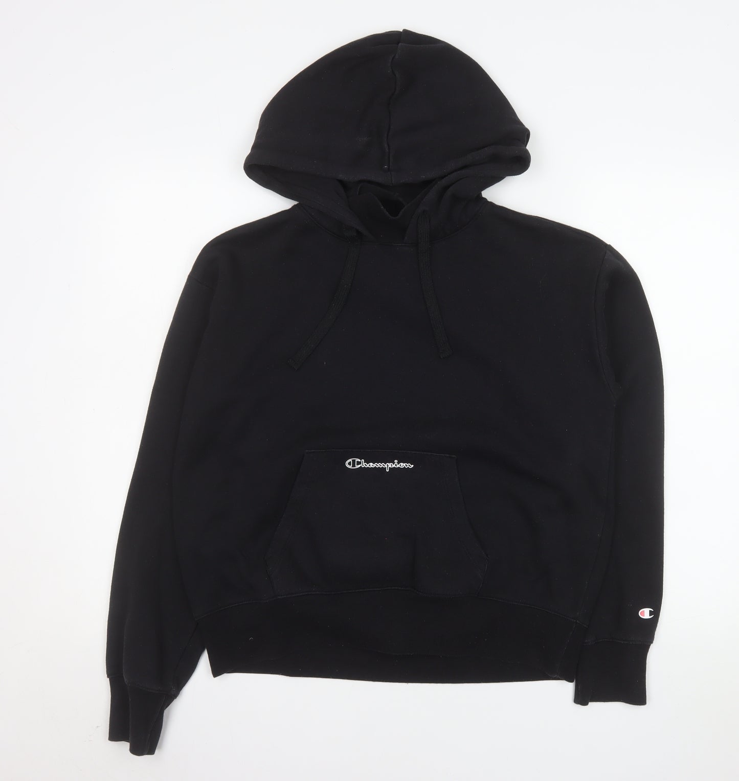 Champion Men's Black Pullover Hoodie Medium Fleece Logo Sweatshirt