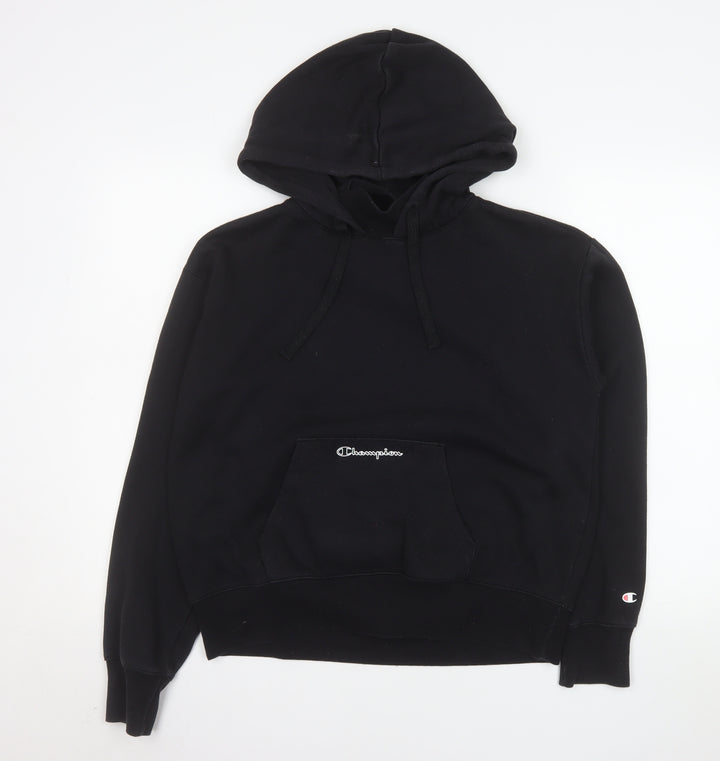 Champion Men's Black Pullover Hoodie Medium Fleece Logo Sweatshirt