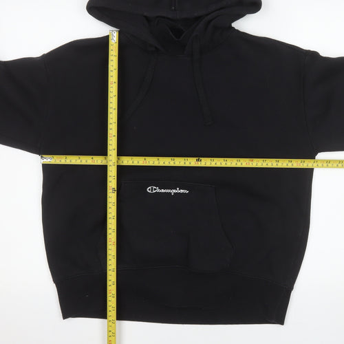 Champion Men's Black Pullover Hoodie Medium Fleece Logo Sweatshirt