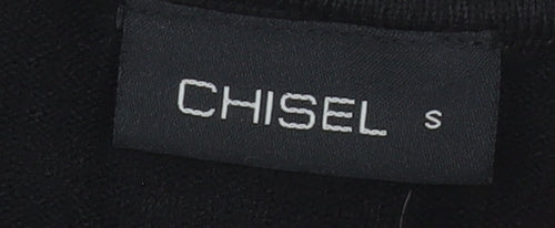 Chisel Men's Black Argyle V-Neck Acrylic Jumper Size S