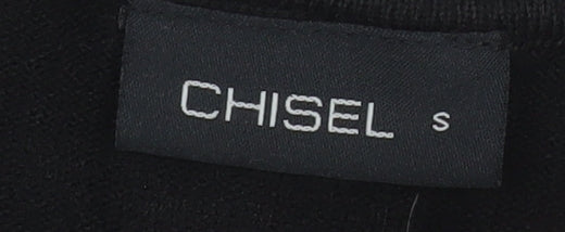 Chisel Men's Black Argyle V-Neck Acrylic Jumper Size S