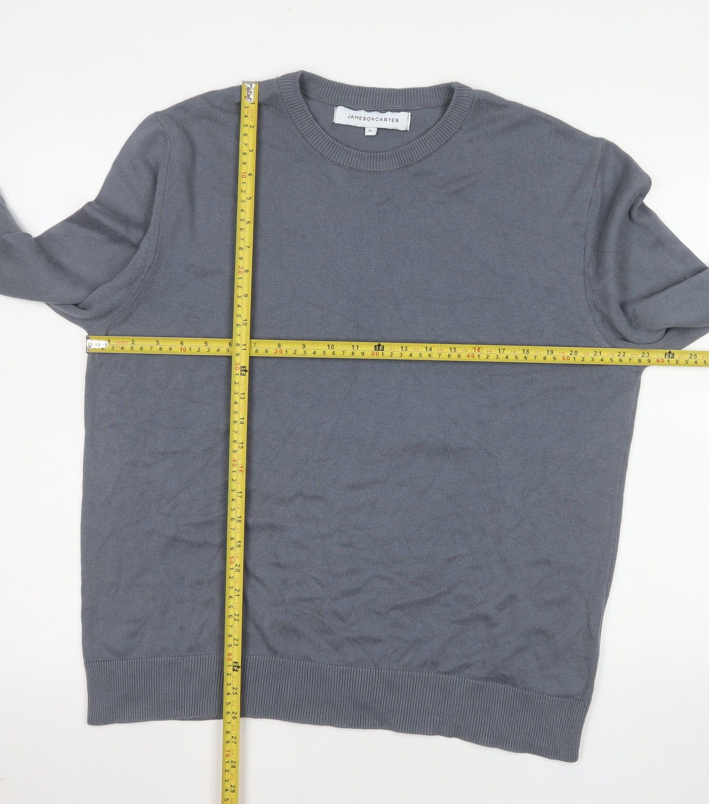 Jameson Carter Men's Grey XL Crew Neck Cotton Blend Pullover Jumper