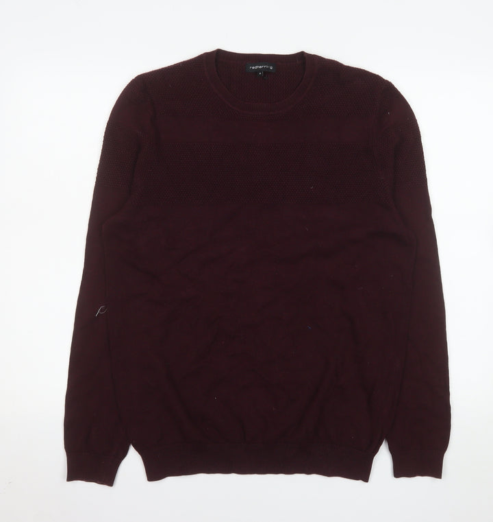 Red Herring Men's Red Cotton Crew Neck Pullover Jumper M
