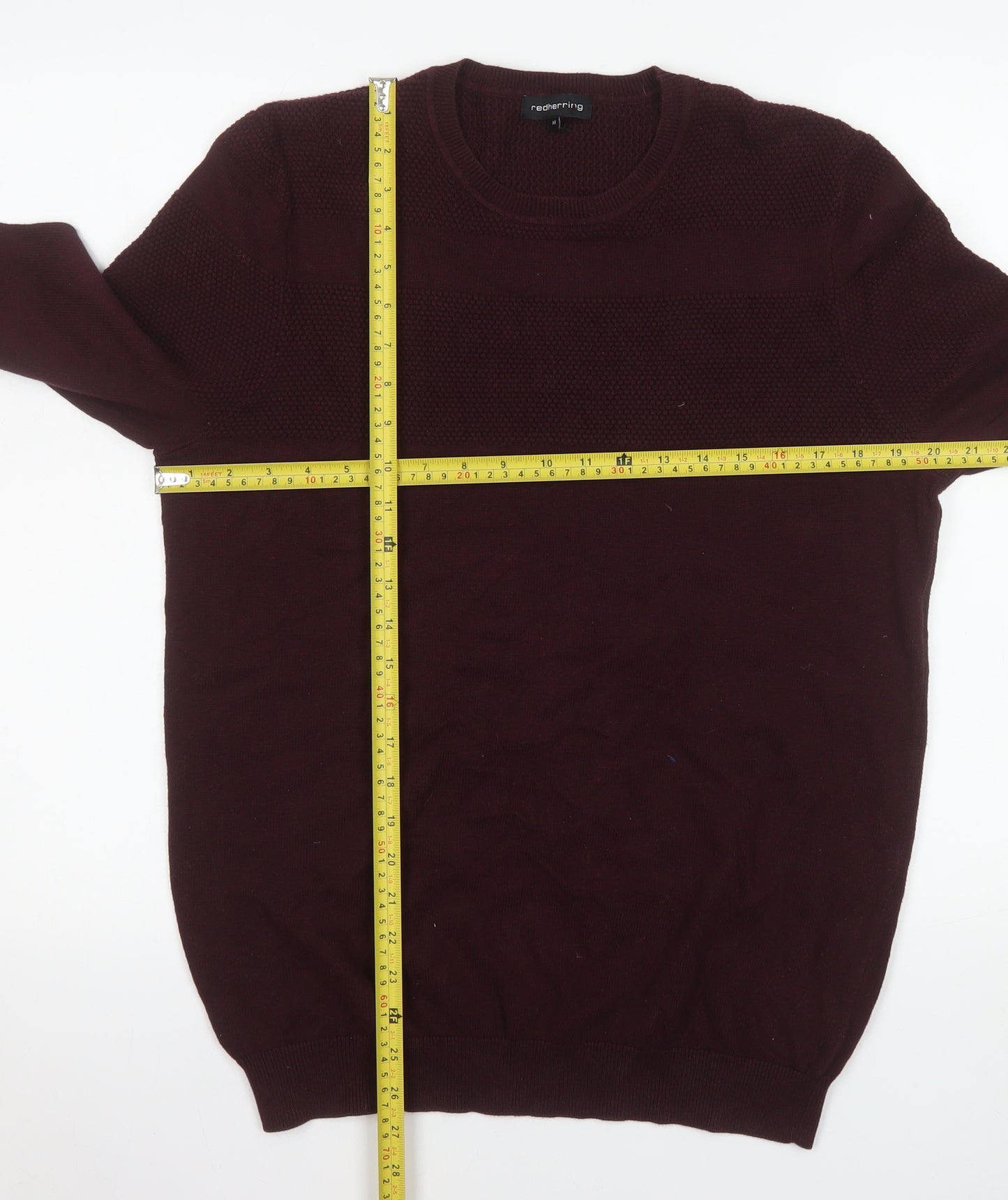 Red Herring Men's Red Cotton Crew Neck Pullover Jumper M