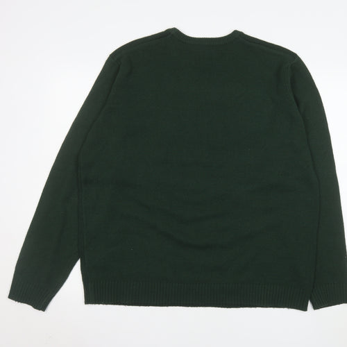 ONLY & SONS Men's Green 2XL Christmas Reindeer Jumper