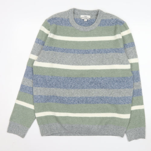 Marks and Spencer Men's Multicoloured Stripe Wool Blend Jumper L
