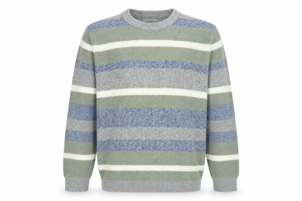 Front view of Marks & Spencer Men's Multicoloured Stripe Wool Blend Jumper L