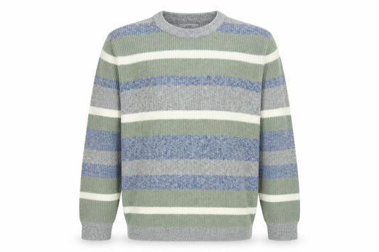 Front view of Marks & Spencer Men's Multicoloured Stripe Wool Blend Jumper L