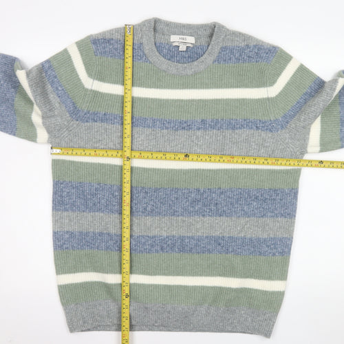 Marks and Spencer Men's Multicoloured Stripe Wool Blend Jumper L