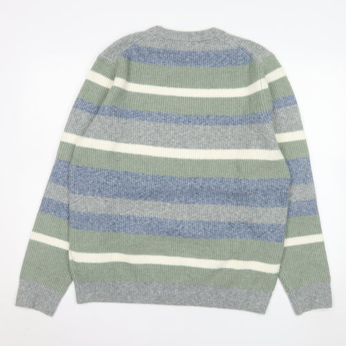 Marks and Spencer Men's Multicoloured Stripe Wool Blend Jumper L