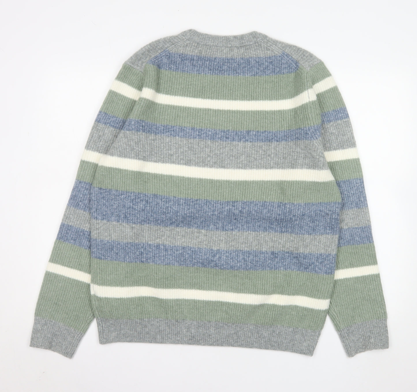 Marks and Spencer Men's Multicoloured Stripe Wool Blend Jumper L