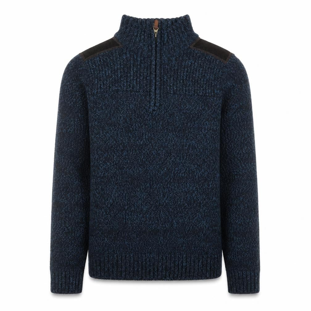 Front view of Next Men’s Blue Knit 1/2 Zip Pullover Sweater, size S