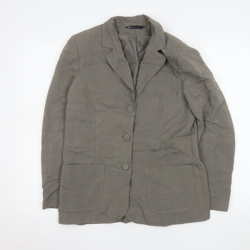 BHS Women’s Grey Linen Blend Blazer Jacket Size 12 Single Breasted