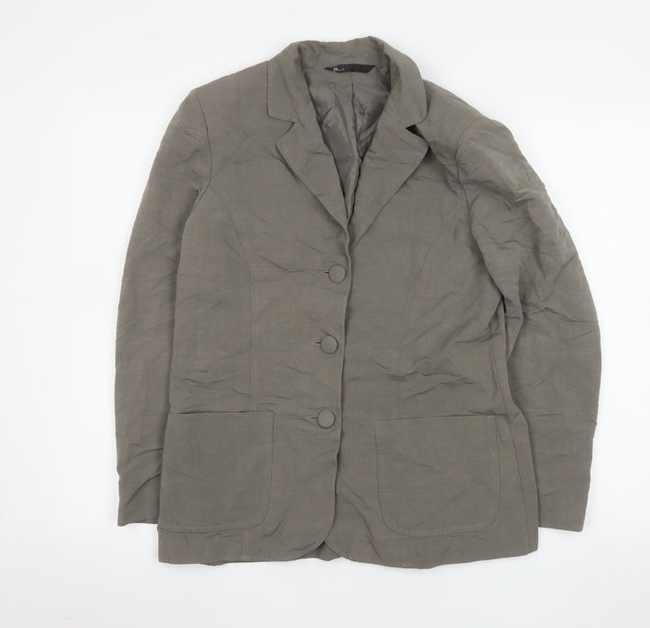BHS Women’s Grey Linen Blend Blazer Jacket Size 12 Single Breasted