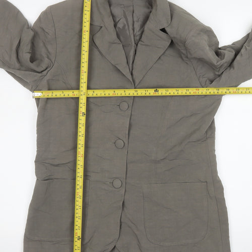 BHS Women’s Grey Linen Blend Blazer Jacket Size 12 Single Breasted