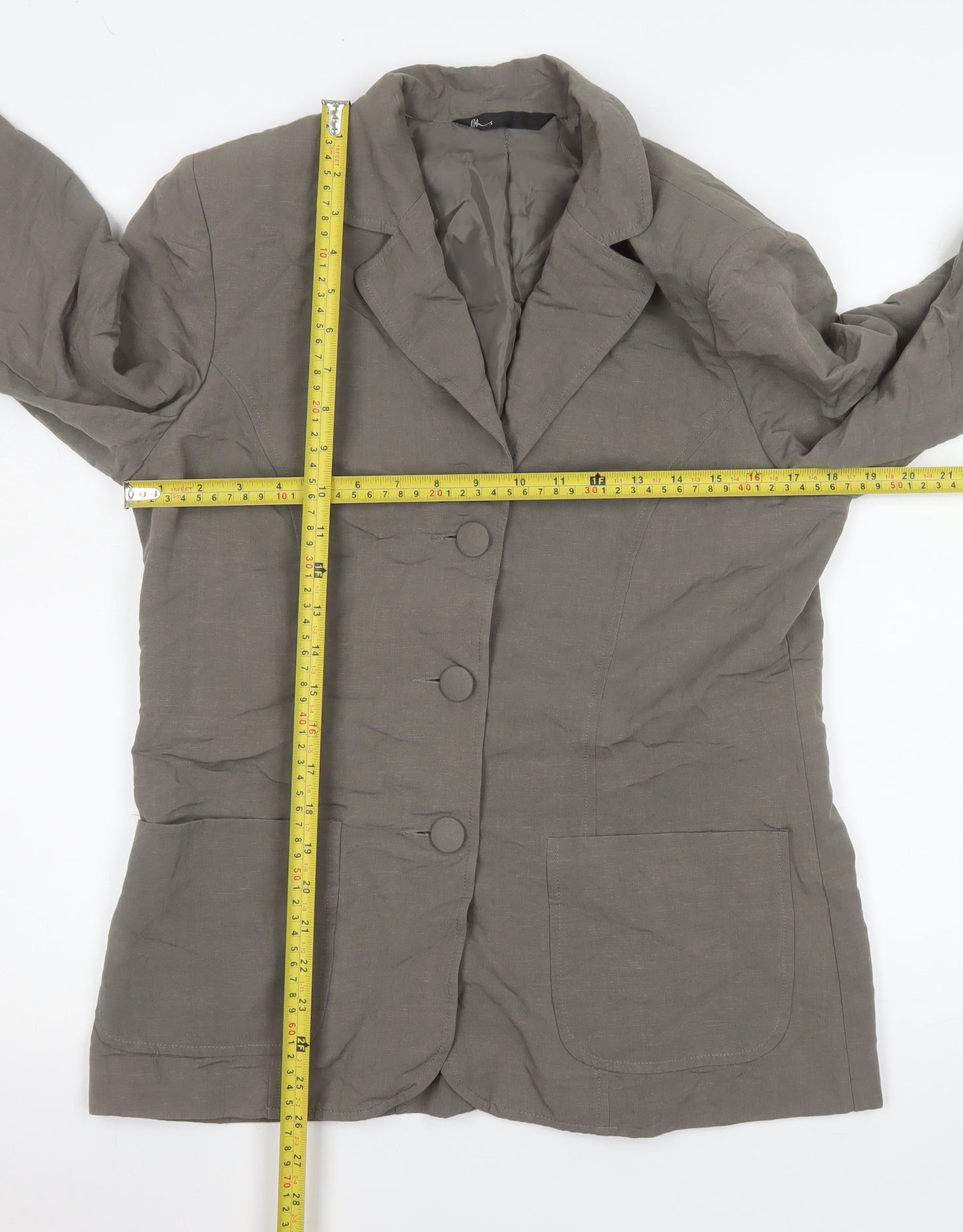 BHS Women’s Grey Linen Blend Blazer Jacket Size 12 Single Breasted