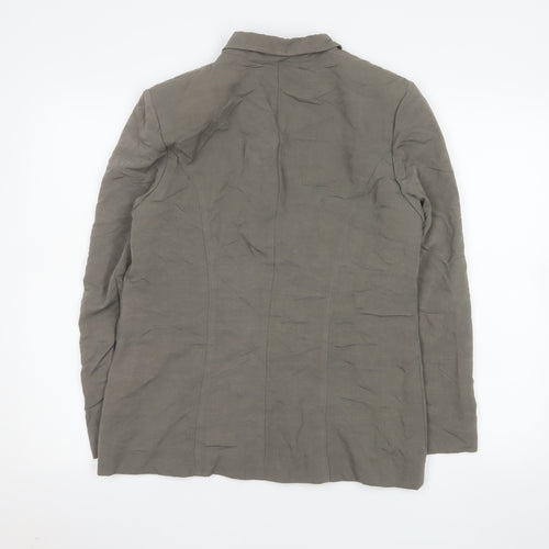 BHS Women’s Grey Linen Blend Blazer Jacket Size 12 Single Breasted