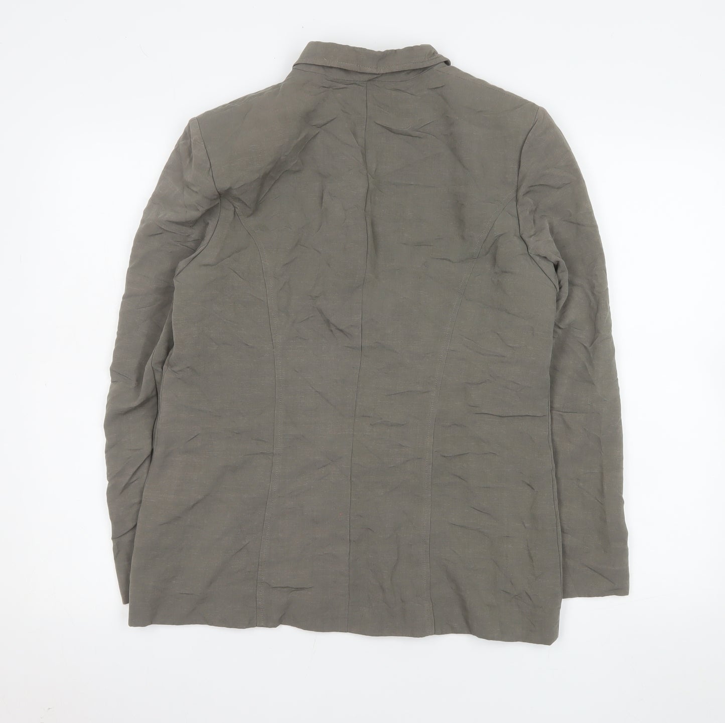 BHS Women’s Grey Linen Blend Blazer Jacket Size 12 Single Breasted