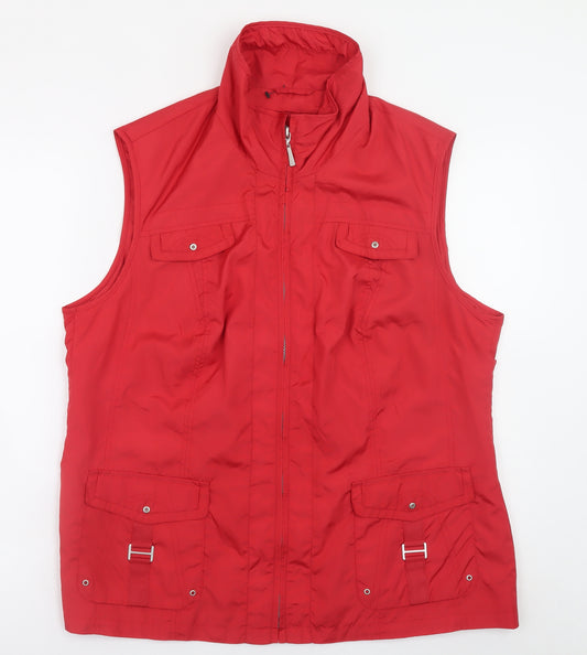 Barbara Lebek Women's Red Polyester Zip Waistcoat Size 18