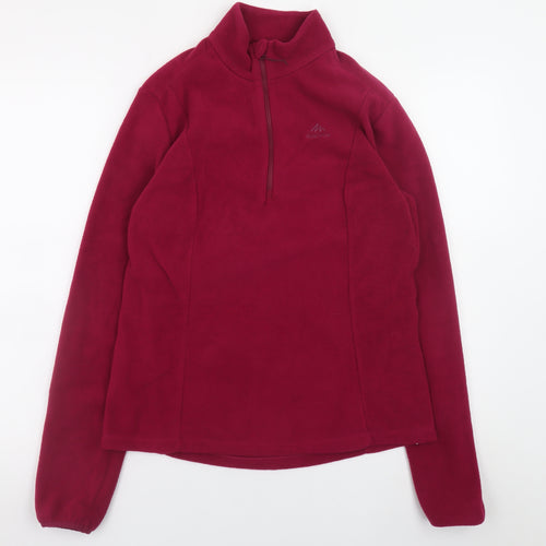Quechua Womens Red Fleece Pullover Sweatshirt Size M 1/2 Zip