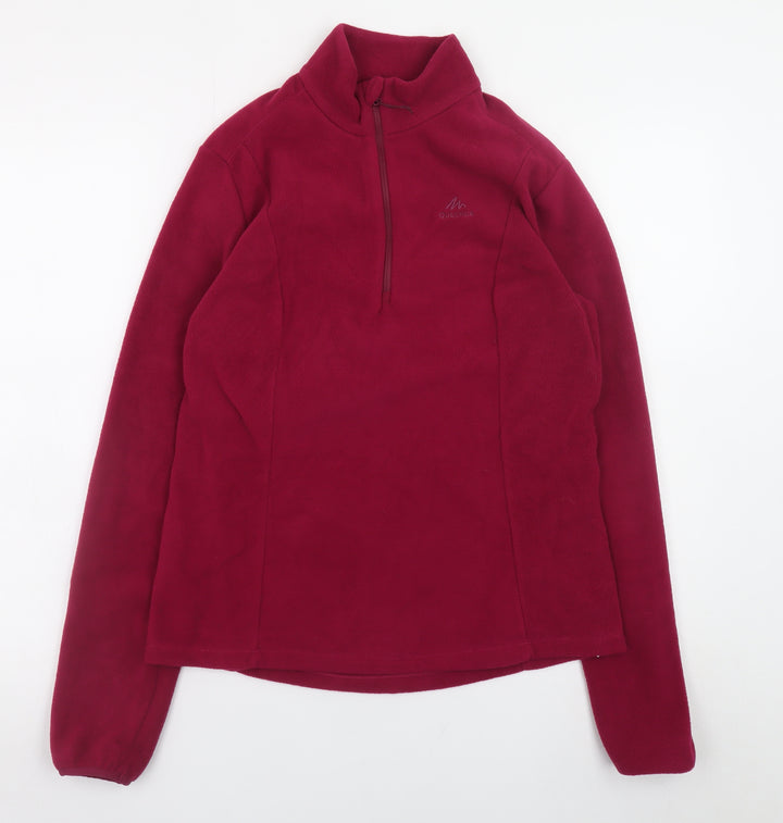 Quechua Womens Red Fleece Pullover Sweatshirt Size M 1/2 Zip