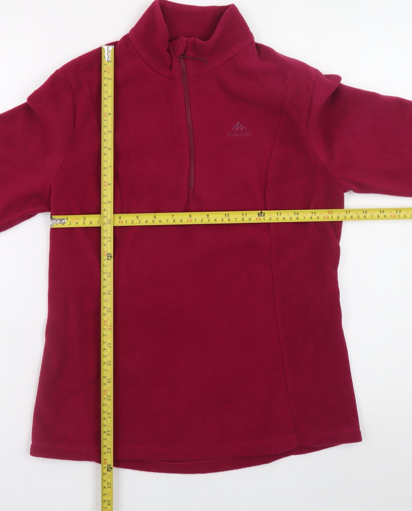 Quechua Womens Red Fleece Pullover Sweatshirt Size M 1/2 Zip