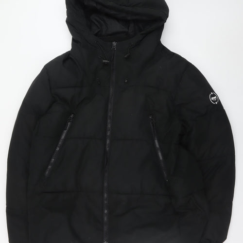 Zara Men Black XL Hooded Puffer Jacket Winter Coat