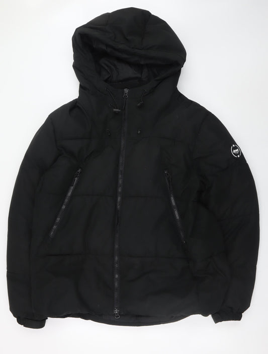 Zara Men Black XL Hooded Puffer Jacket Winter Coat