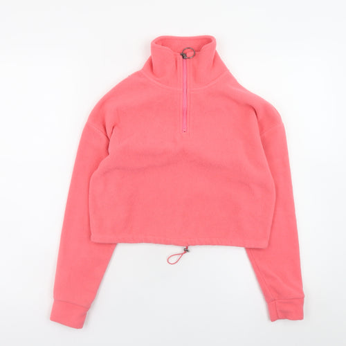 Brave Soul Womens Pink Fleece 1/4 Zip Pullover Sweatshirt Size 6