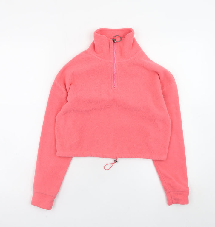 Brave Soul Womens Pink Fleece 1/4 Zip Pullover Sweatshirt Size 6