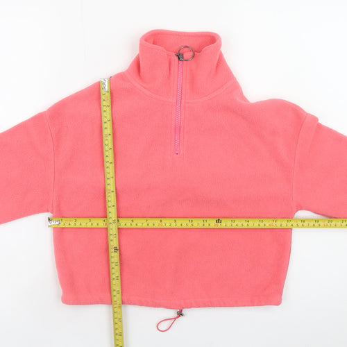 Brave Soul Womens Pink Fleece 1/4 Zip Pullover Sweatshirt Size 6
