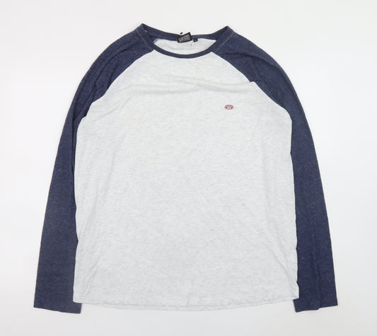 Animal Mens Grey Blue Long Sleeve Raglan XL T-Shirt