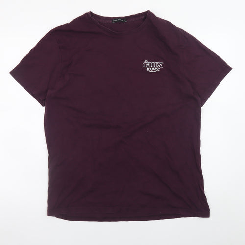 Friend or Faux Men's Purple Graphic Print Crew Neck T-Shirt XL