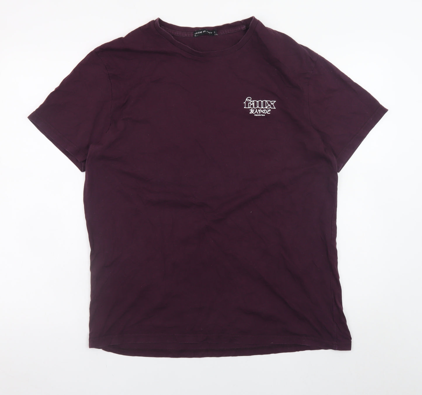 Friend or Faux Men's Purple Graphic Print Crew Neck T-Shirt XL
