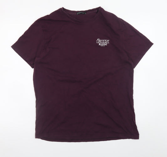 Friend or Faux Men's Purple Graphic Print Crew Neck T-Shirt XL