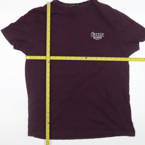 Friend or Faux Men's Purple Graphic Print Crew Neck T-Shirt XL
