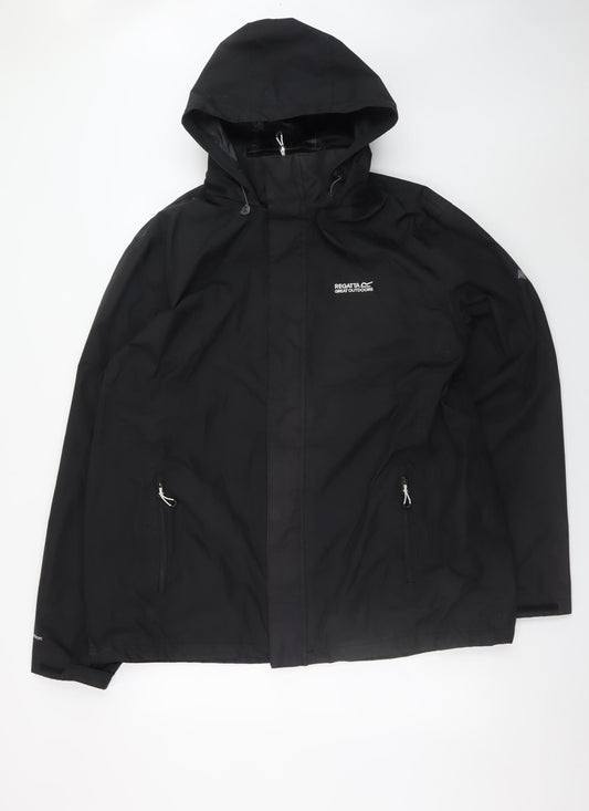 Regatta Men Black 2XL Waterproof Hooded Rain Jacket