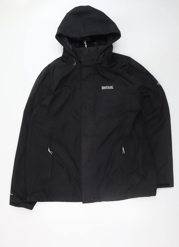 Regatta Men Black 2XL Waterproof Hooded Rain Jacket