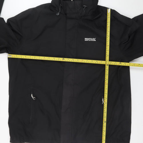 Regatta Men Black 2XL Waterproof Hooded Rain Jacket