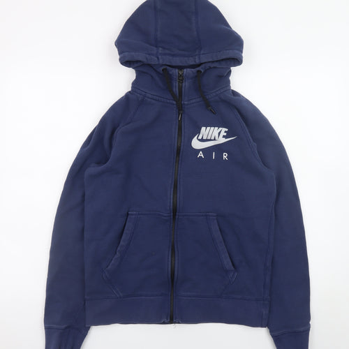 Nike Men Blue Full Zip Hoodie Small Cotton Sportswear