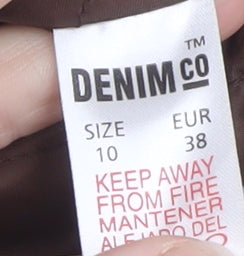 Denim Co Women Beige Faux Fur Trim Hooded Winter Parka Jacket Size 10