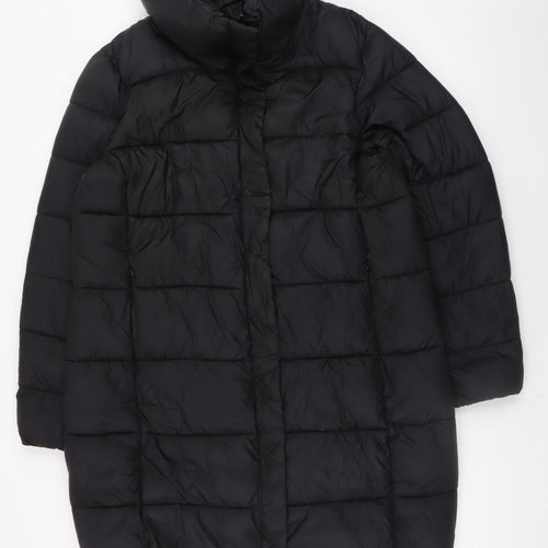 Amisu Women’s Black Long Puffer Coat Size 14 Winter Jacket