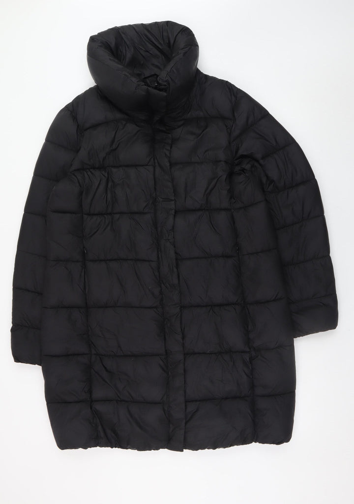 Amisu Women’s Black Long Puffer Coat Size 14 Winter Jacket