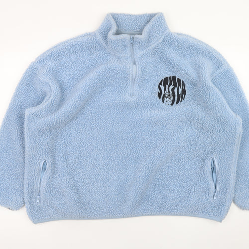 Disney Stitch Blue Fleece Womens Pullover Sweatshirt XL