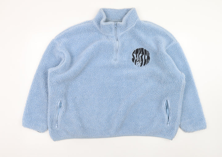 Disney Stitch Blue Fleece Womens Pullover Sweatshirt XL