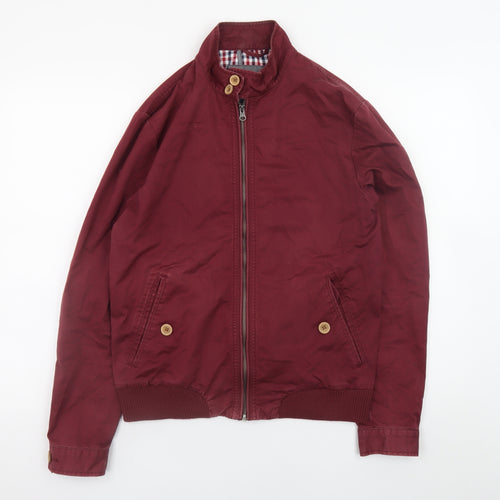 River Island Men's Red Bomber Jacket Size S Cotton Casual