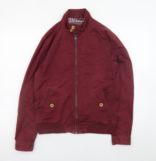 River Island Men's Red Bomber Jacket Size S Cotton Casual