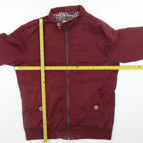 River Island Men's Red Bomber Jacket Size S Cotton Casual
